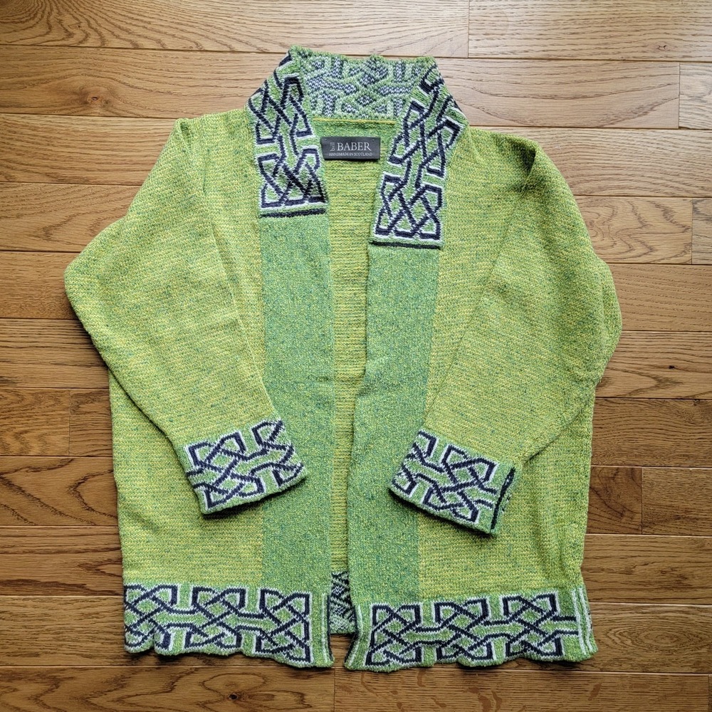 Bill Baber Pine Brora Jacket Open Cardigan Womens One Size Green Celtic Scotland